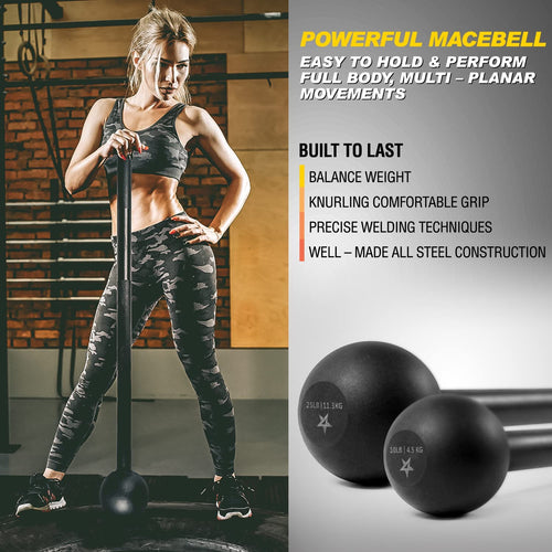 Elevate Your Strength Training with the Ultimate 15 LB Steel Mace Bell - Versatile Adjustable Weights for Full Body Workouts