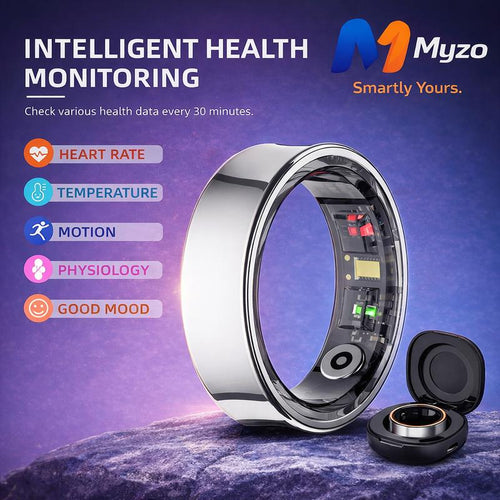 Myzo Smart Ring - The Ultimate Wellness Tracker for Heart Rate, Sleep, Stress, and More | Stylish Fitness Ring for Men & Women | Compatible with Android & iOS | No Subscription Required